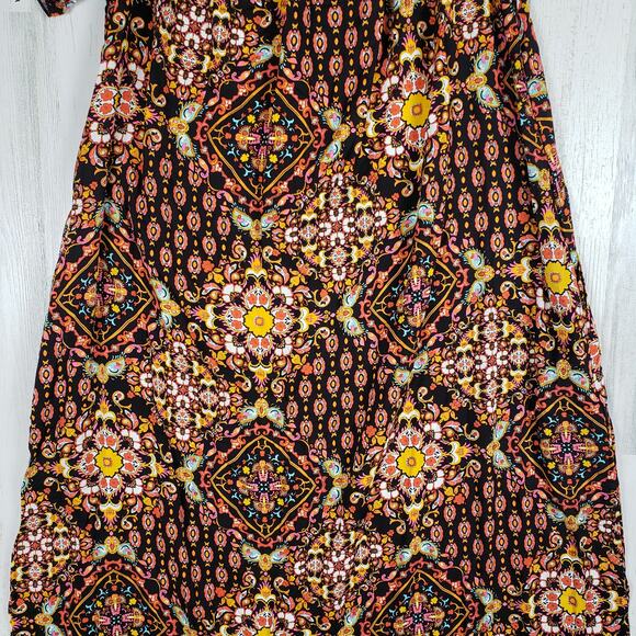 Oddi Multicolor Printed Scoop Neck Short Sleeve Maxi Dress Women's Size 3XL - Picture 3 of 16